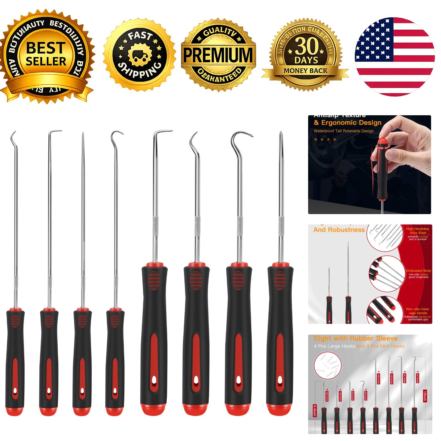 8 Piece Automotive Pick Set Precision Oil Seal Pick Tool Seal Puller