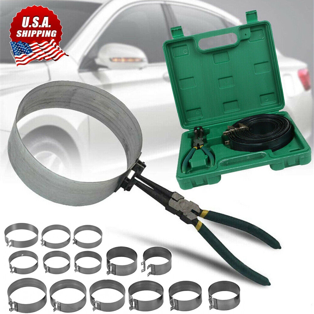 Automotive Auto Engines Piston Ring Compressor Tools Set with Pliers & 14 Bands