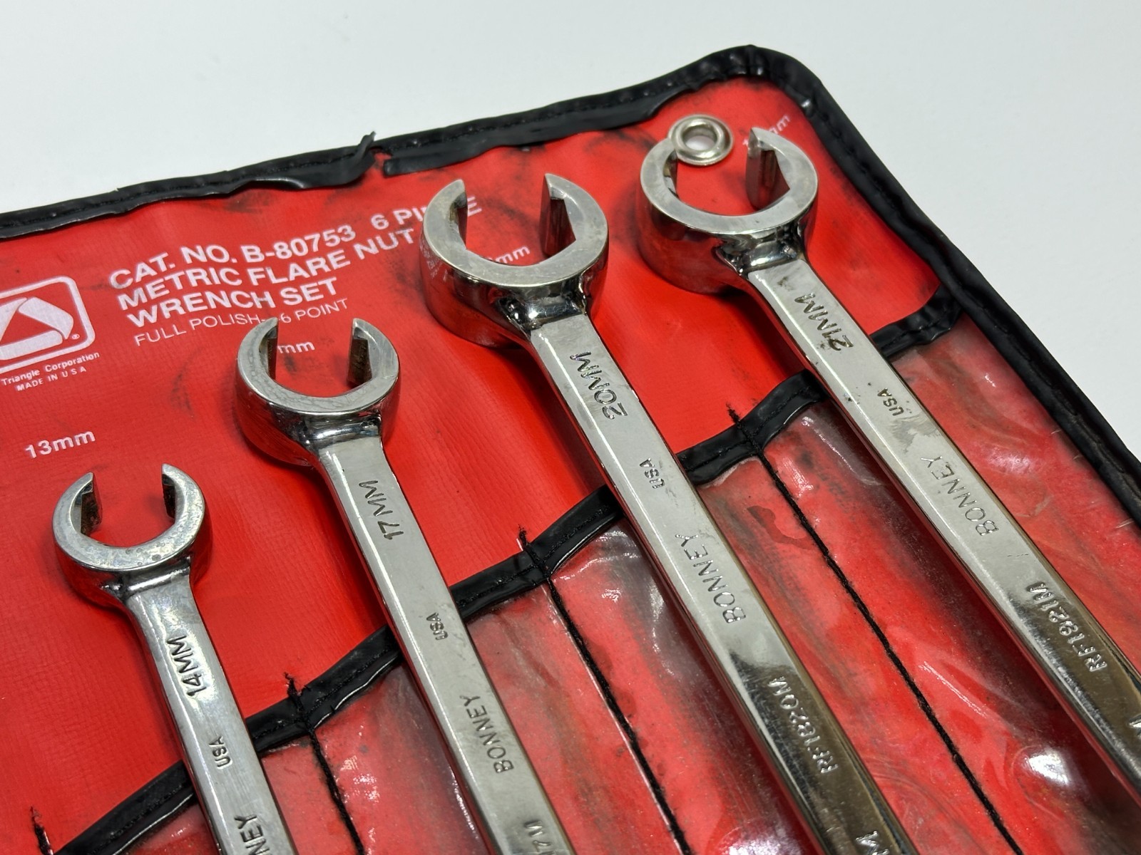 Bonney Tools USA 6pc Metric 9mm-21mm Flare Nut Line Wrench Set B-80753, Kit Bag