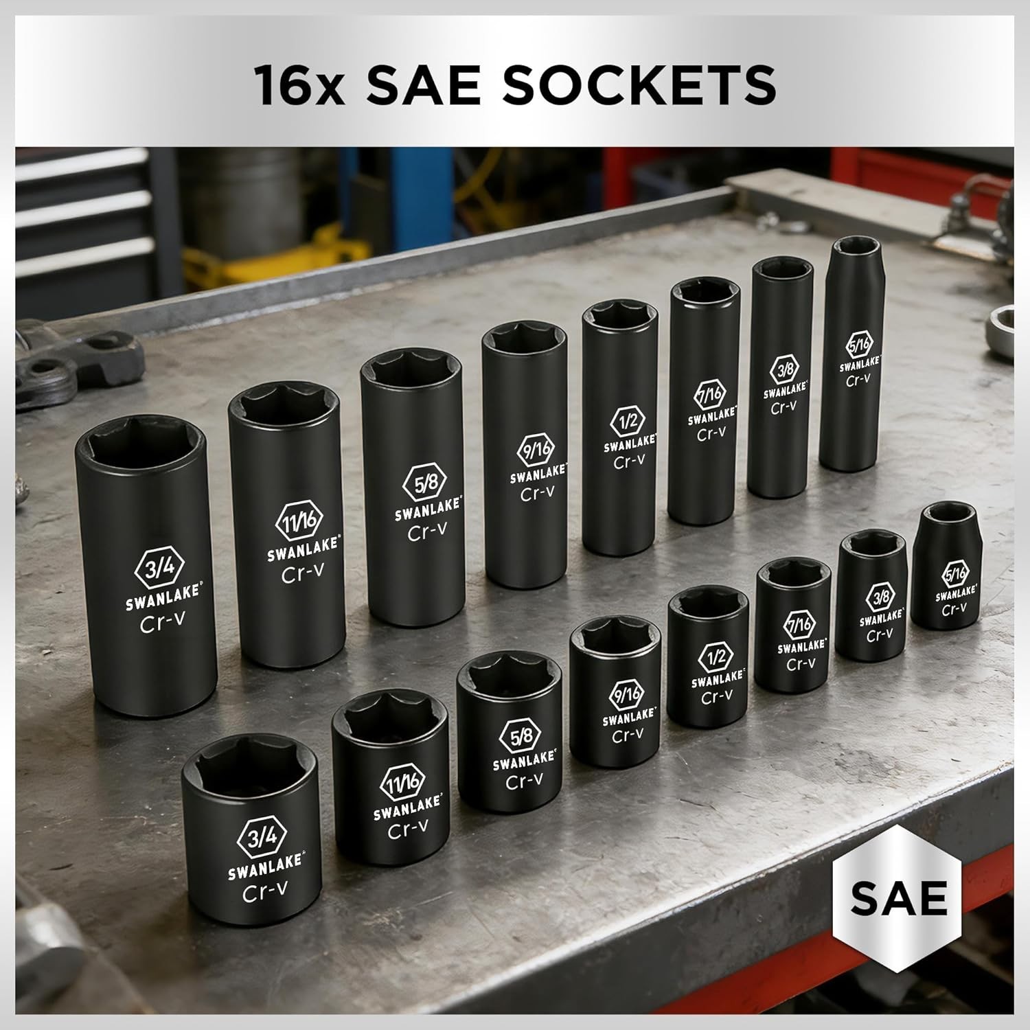 SWANLAKE 3/8» Drive Impact Socket Set – 50-Piece