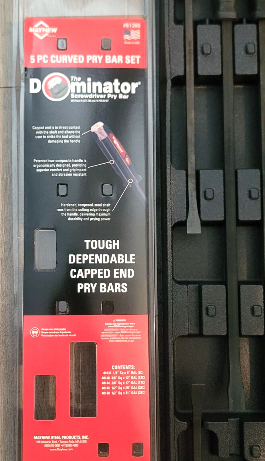 Mayhew USA 5pc Heavy Duty Dominator Pry Bar Set 8C, 12C, 17C, 25C & 31C #61366