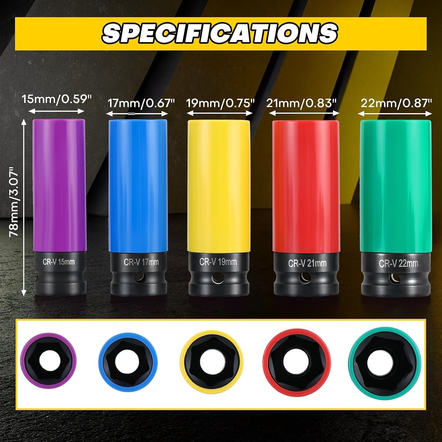 Ultimate 5-Piece Wheel Protector Impact Socket Set | 1/2 Inch Drive, CR-V Steel