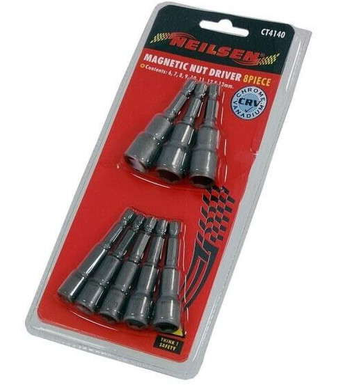 8pc MAGNETIC NUT DRIVER SOCKET SET 6 7 8 9 10 11 12 13mm 1/4″ Hex Drive Setters
