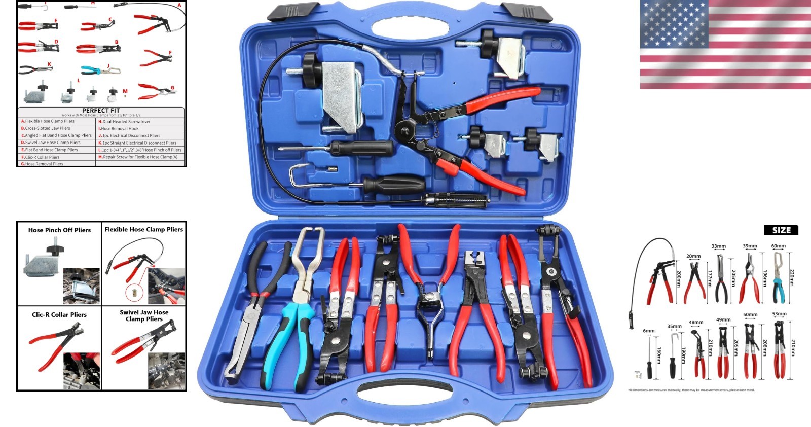 Professional 15pcs Hose Clamp Removal and Installation Kit for All Vehicles