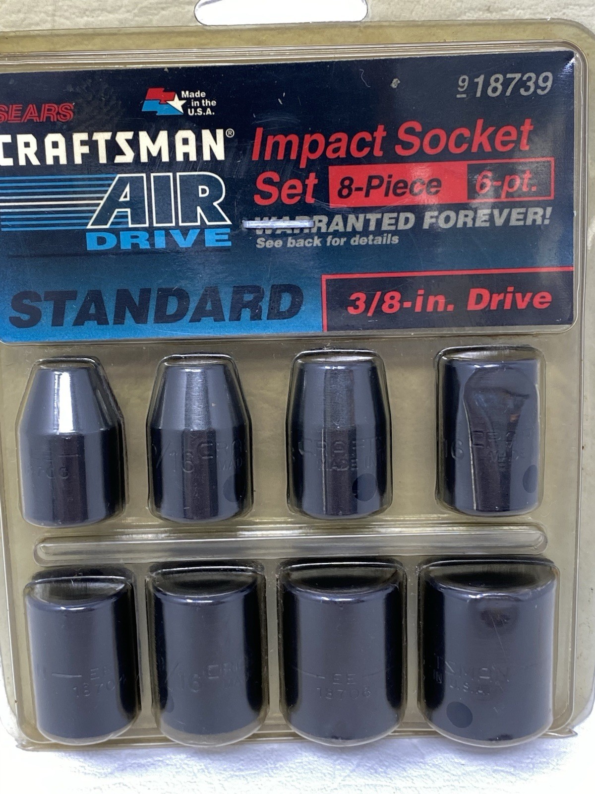 Vintage Craftsman USA Made NOS Unused 9-18739 8pc 3/8″ Dr SAE Impact Socket Set