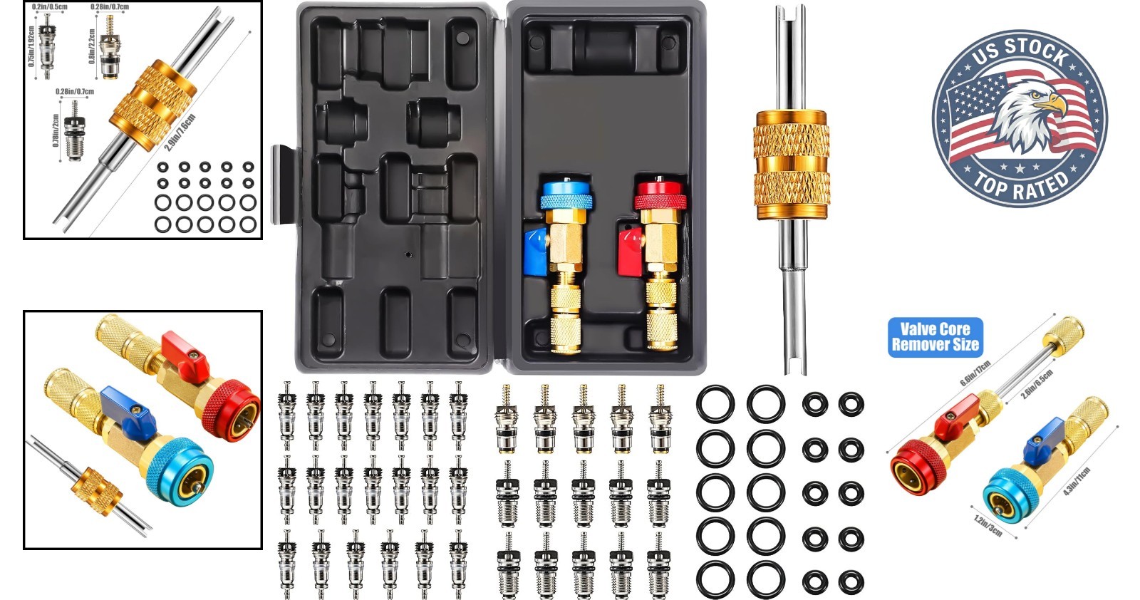 Essential 35-Piece Valve Core Remover Tool Set for R134A/R1234YF A/C Systems