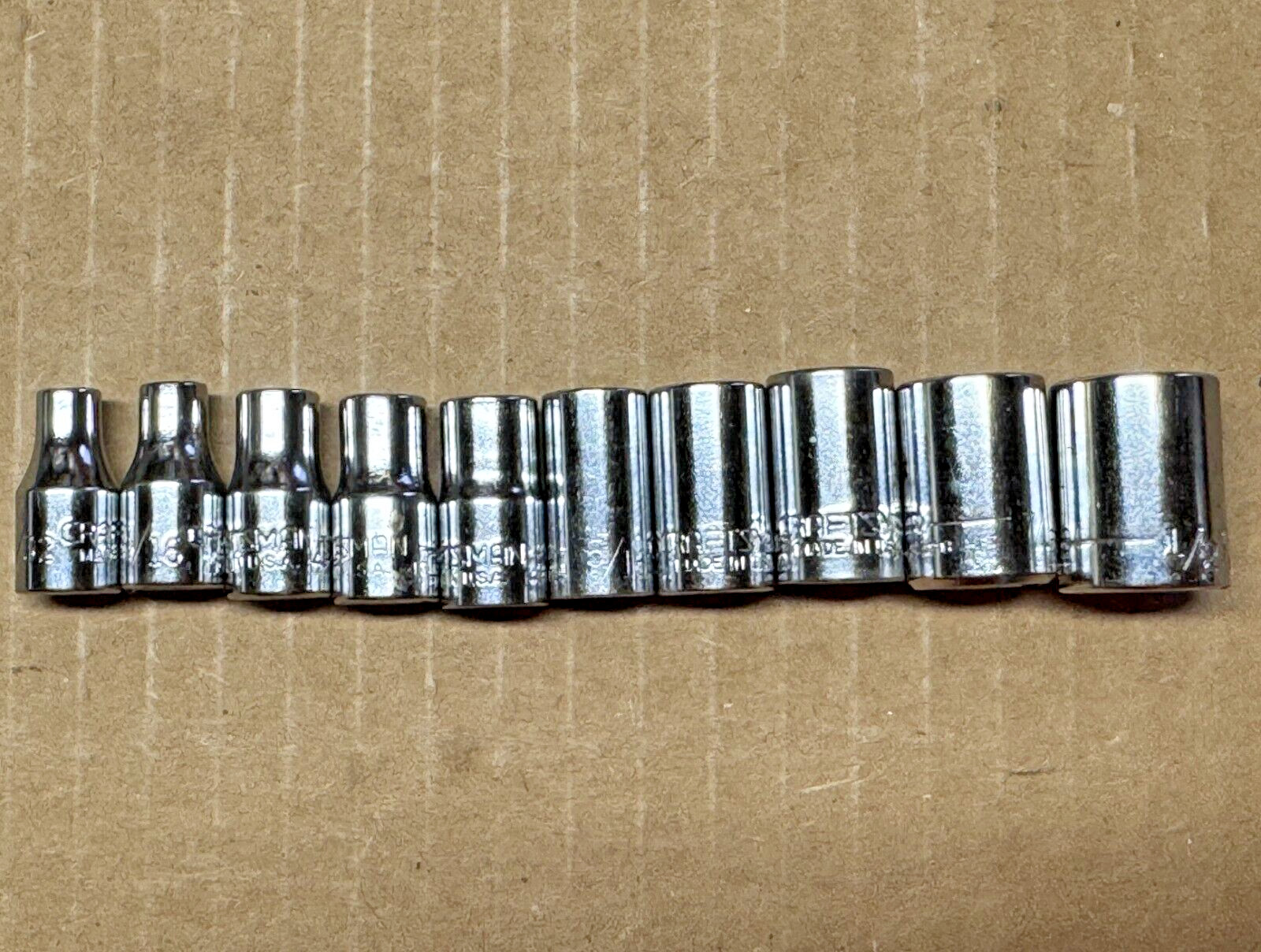 Set of 10 Craftsman USA 1/4″ Drive Sockets 6pt. 5/32″ to 1/2″ Various Series