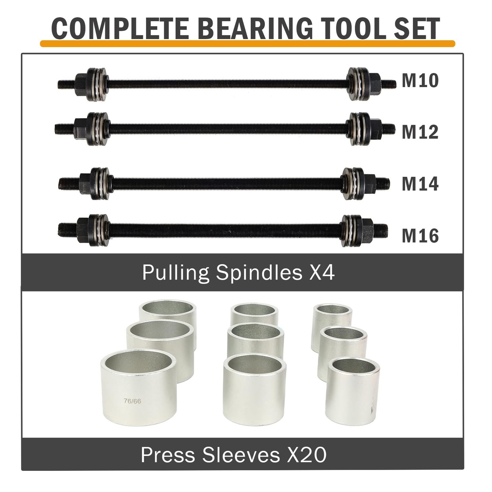 28PCS ProfessionalPress & Pull Sleeve Kit for Removing Bearings Bushes Seals