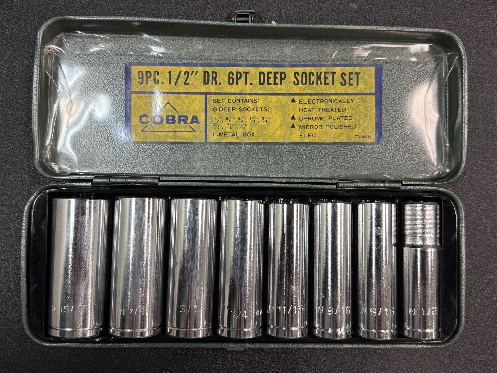 COBRA TOOLS 9 PC DEEP SOCKET SET 1/2″ 6 POINT