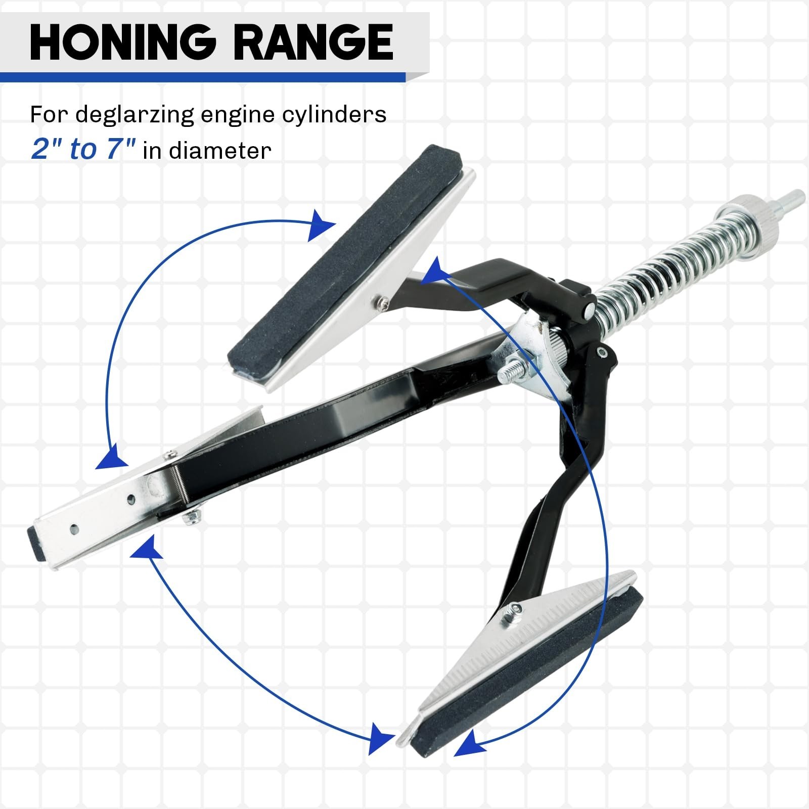 Adjustable Engine Cylinder Hone Tool 2″-7″ with 3 Extra Stones – 220 Grit Deglaz