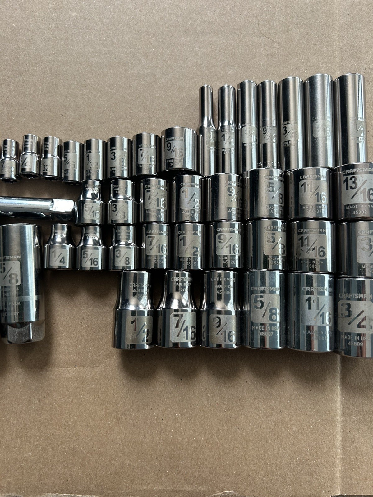 CRAFTSMAN USA VINTAGE LASER ETCHED SAE SOCKET LOT 6+12 POINT SOCKETS 40+ PIECES