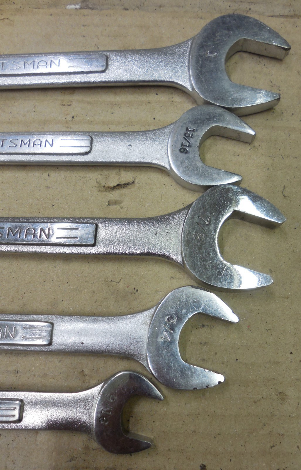 5 pc wrench set Craftsman 1/2 9/16 5/8 3/4 7/8 13/16 1 open end wrenches vv VA V