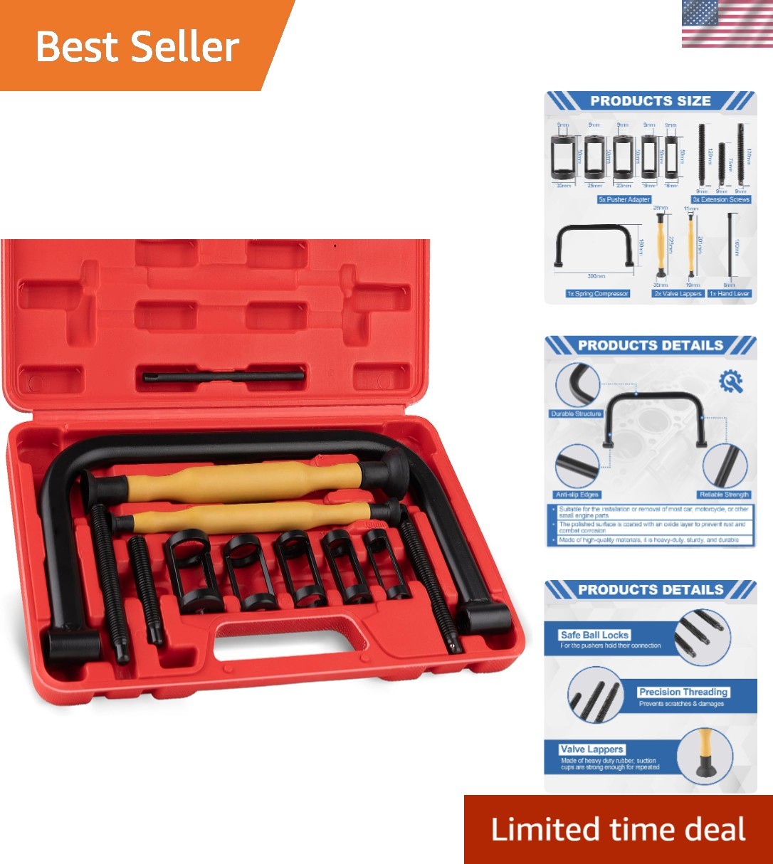 Complete 12PC Valve Spring Removal Tool Kit with Carrying Case – Easy to Use