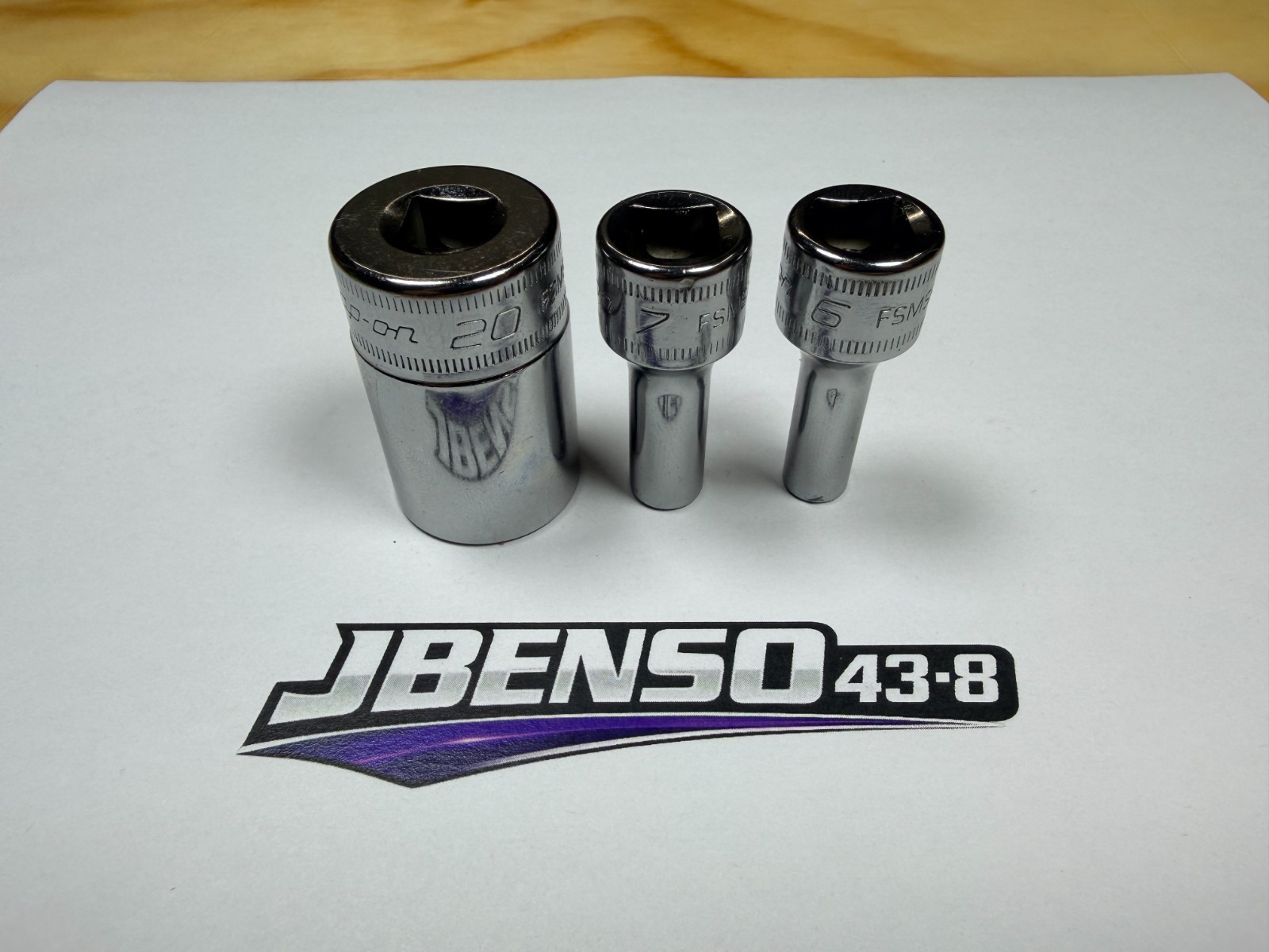 Snap-On Tools 3pc 3/8″ Drive 6mm 7mm 20mm Metric 6pt Semi-Deep Add-On Sockets