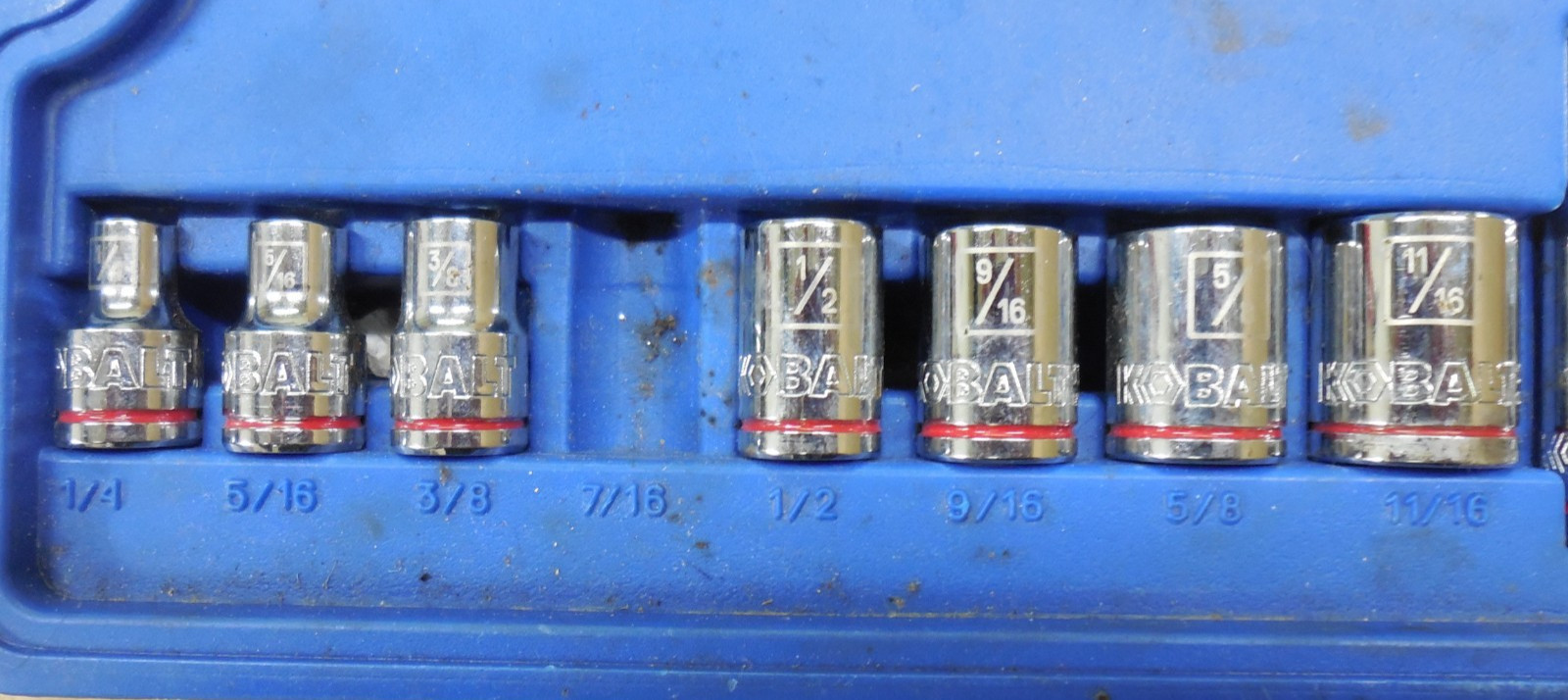 Kobalt shallow red band sockets 6pt 3/8 drive 1/4 3/8 1/2 9/16 5/8 11/16 sae std