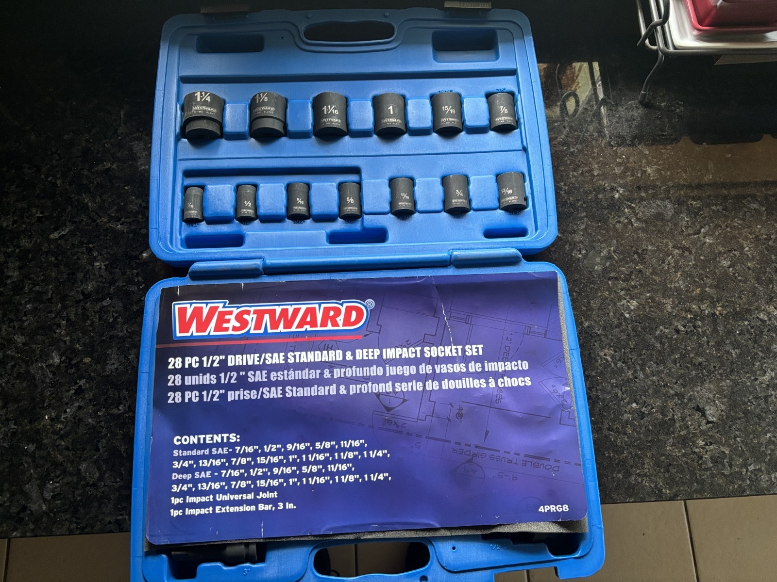 Westward Standard & Deep Impact Socket Set 4PRG8 28pc 1/2” Drive/SAE