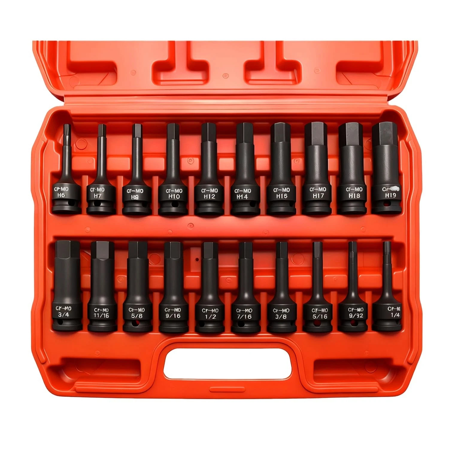 20-Piece 1/2″ Drive Master Impact Hex Bit Set, Driver Socket Black