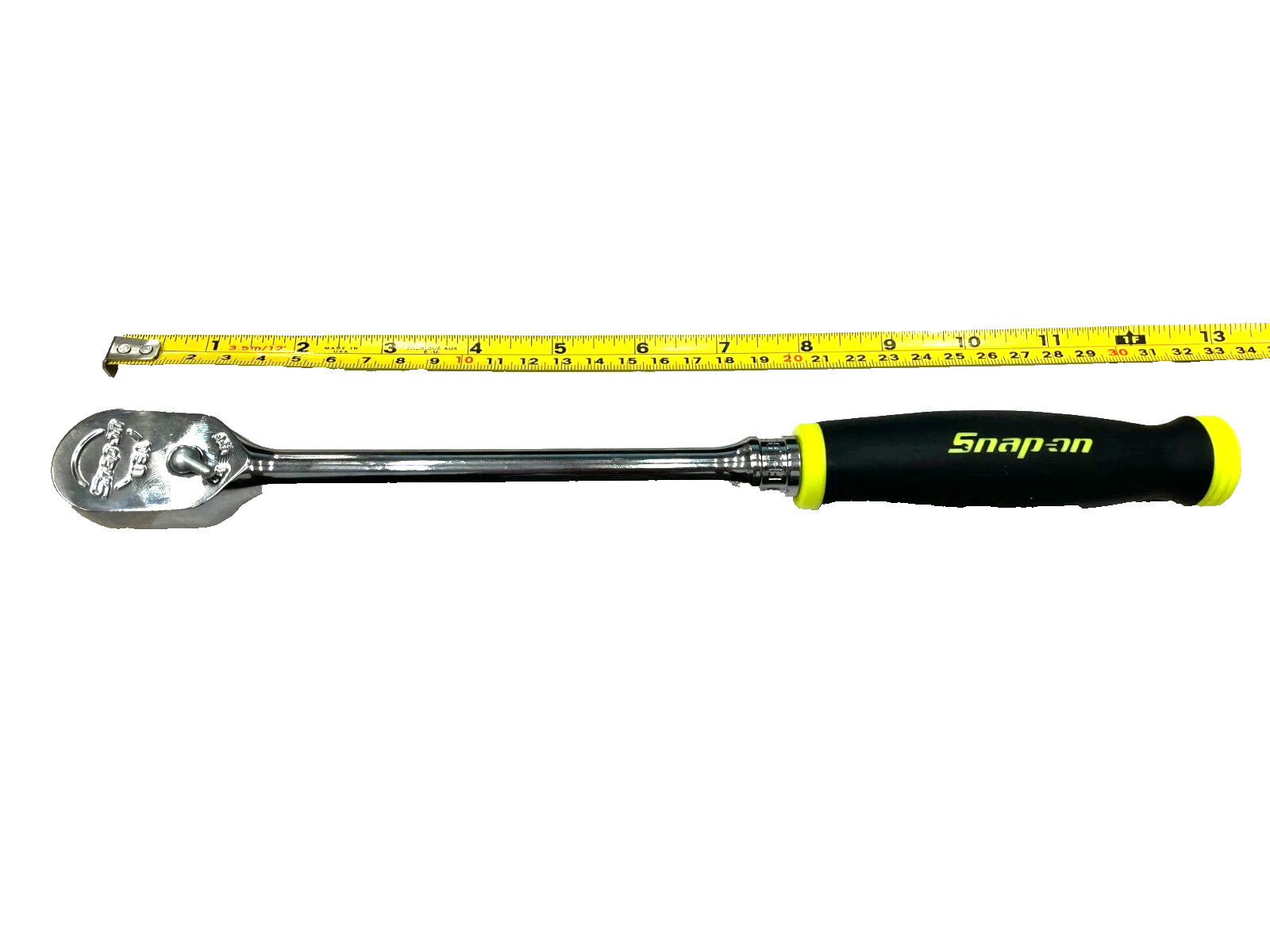 Snap-on Tools USA NEW 3/8″ Drive HIVIZ Soft Grip LONG Fixed Head Ratchet FHL80HV