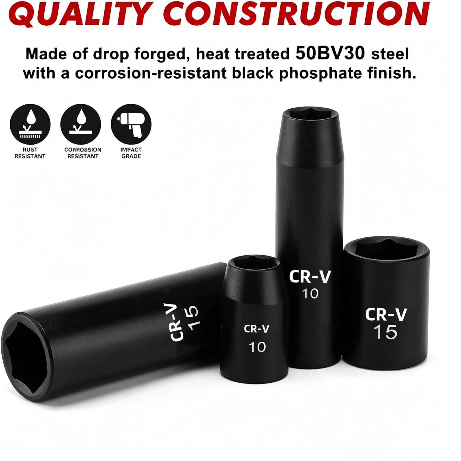 27 PCS Drive Impact Socket Set Deep Shallow Metric 7mm-19mm 6-Point Flank Drive