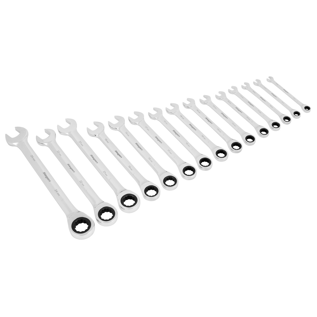 S01247 Combination Ratchet Spanner Set 15pc 8,9,10,11,12,13,14,15,16,17,18,19