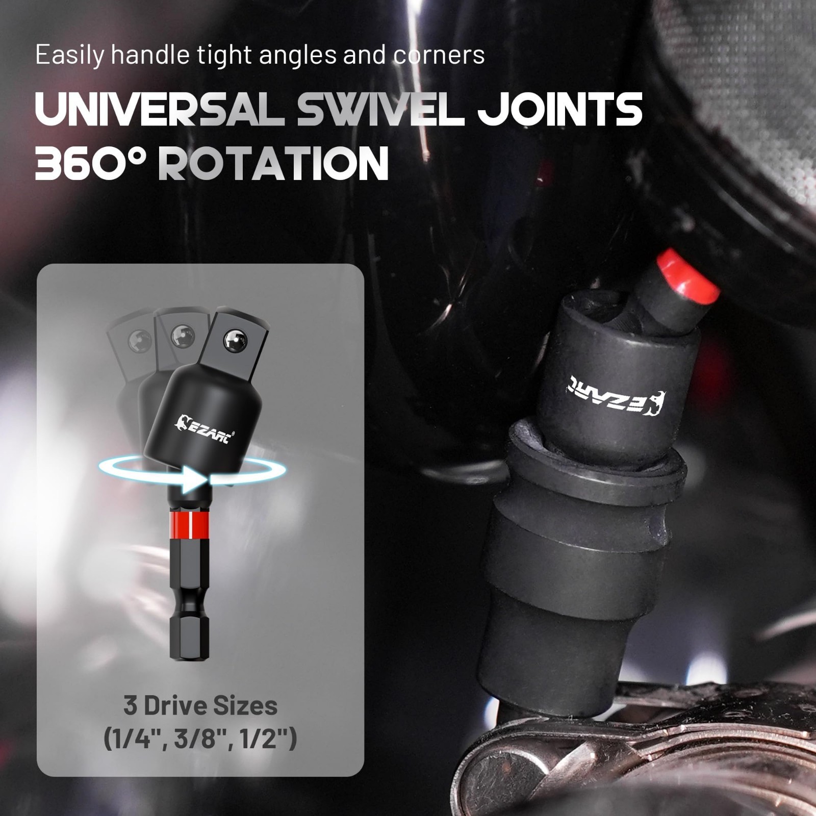 14PCS Impact Socket Adapter Set | 1/4″, 3/8″, 1/2″ Drive, Magnetic Holder, Quick