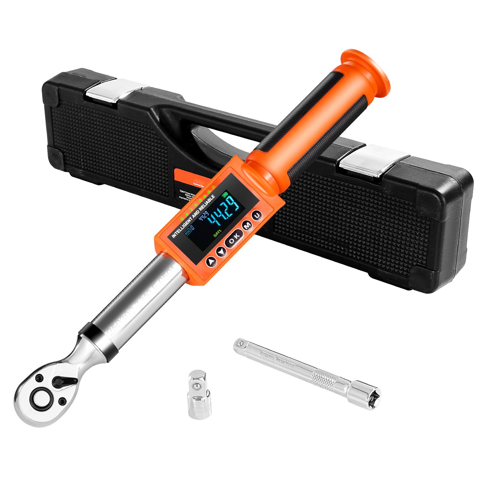 Uimoso3/8 Inch Digital Torque Wrench 4.94–99.57 lbf-ft with LED Screen, 72-Tooth