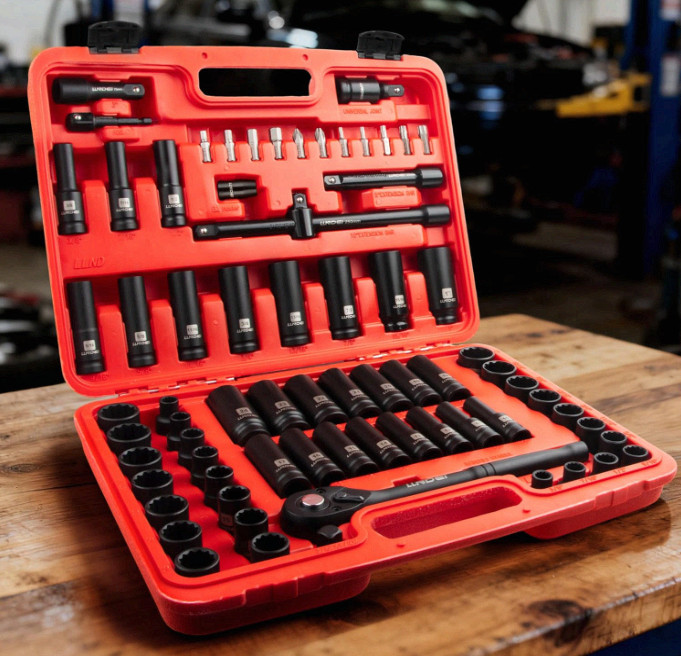 72pc 1/2in Drive Socket Set, Metric & SAE Deep/Shallow Impact Sockets, Cr-V Plus