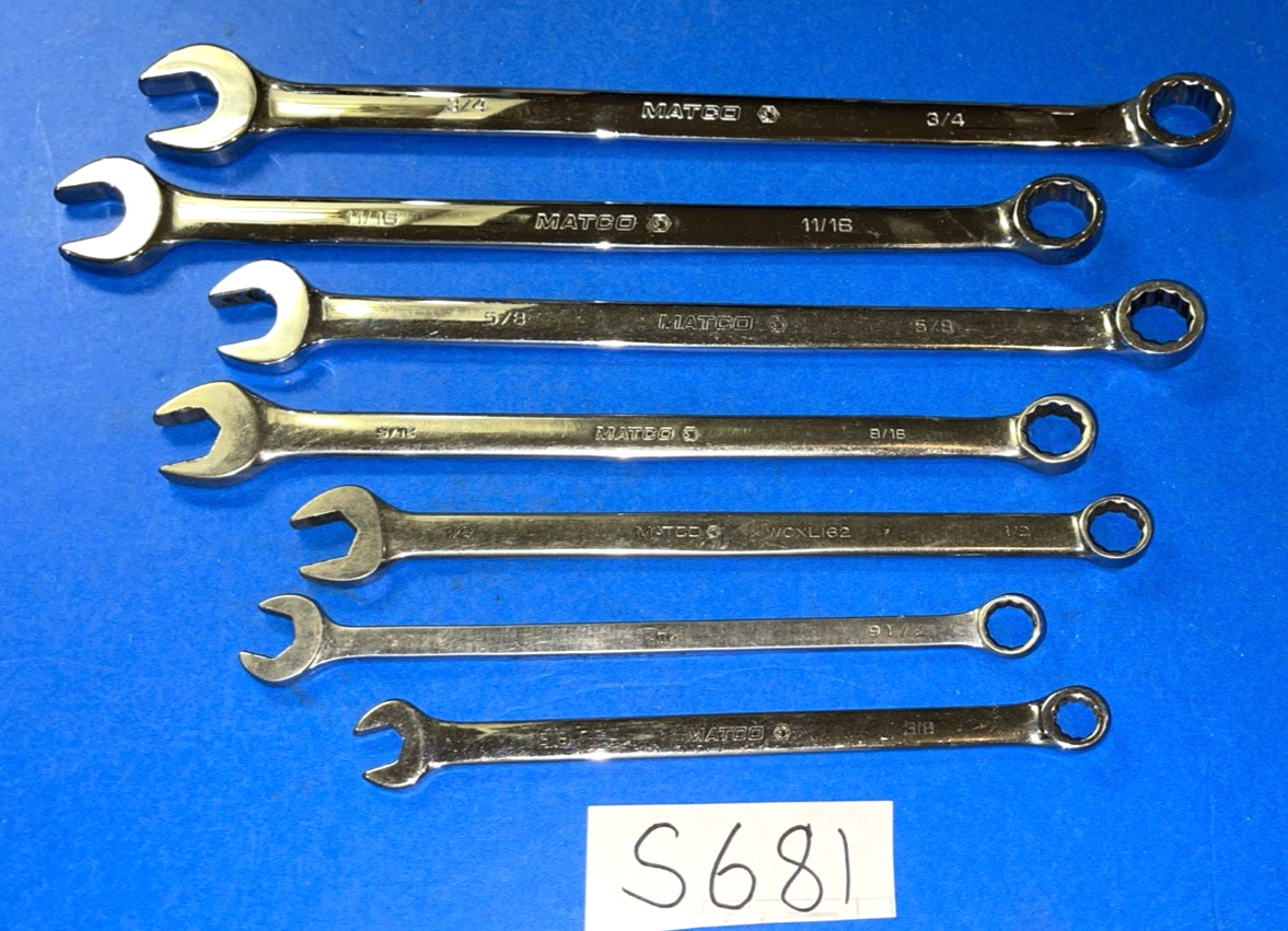 MATCO TOOLS 7 PIECE SAE COMBINATION EXTRA LONG 12 POINT WRENCH SET 3/8 TO 3/4