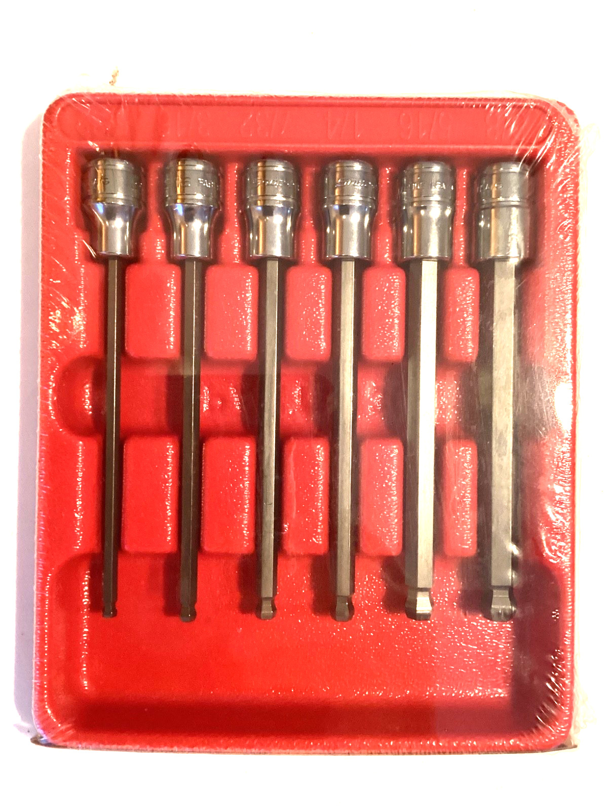 Snap On NEW 6 Piece 3/8” Drive SAE Long Ball Hex Bit Socket Set 206EFABL SEALED
