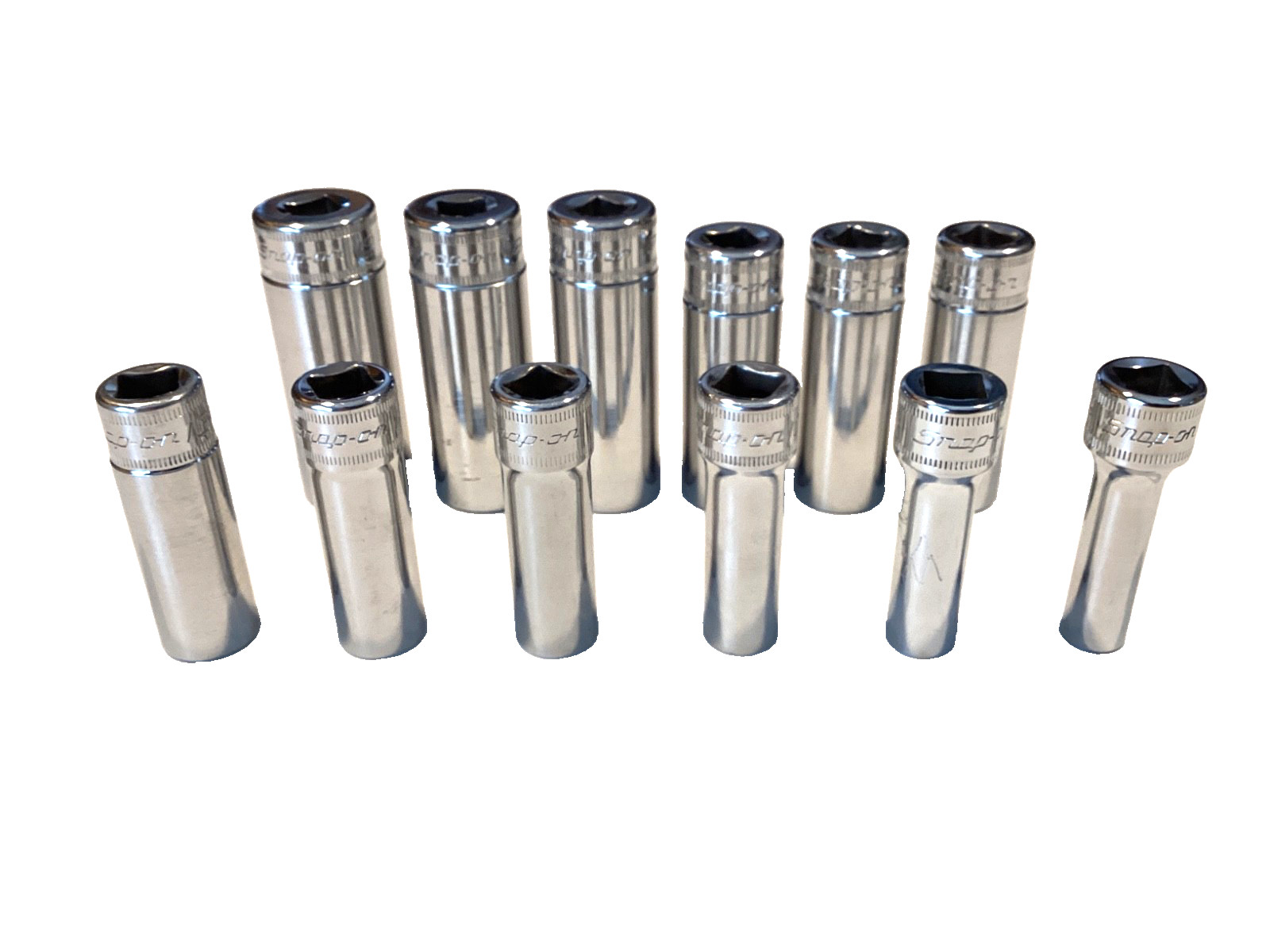Snap On Tools 12 Piece 3/8″ Drive 6 Point Metric Deep Chrome Socket Set 212SFSMY