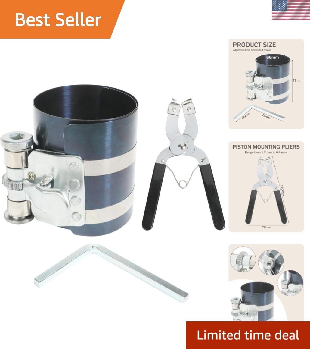 Corrosion-Resistant Piston Ring Tool Kit – Adjustable Sizes for Easy Engine Care