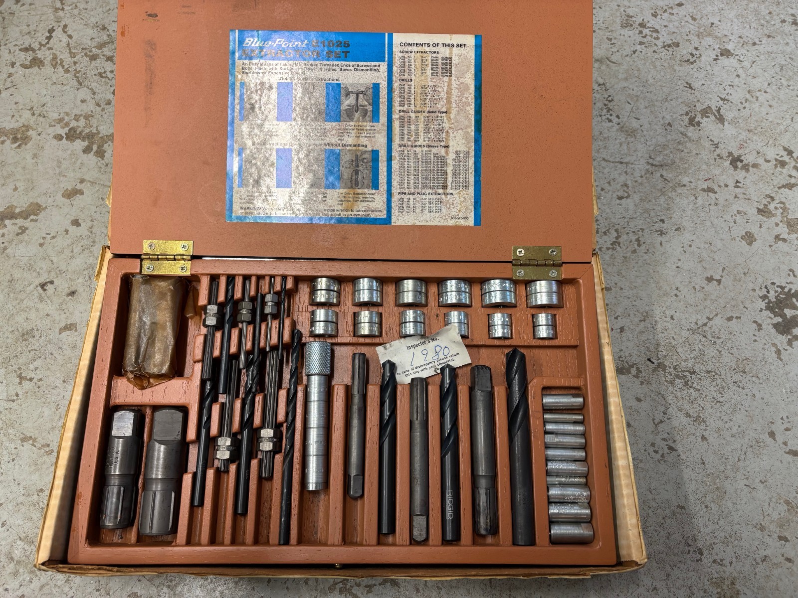 UNUSED NOS IN BOX SNAP ON BLUE POINT E1025 SCREW & PIPE EXTRACTOR SET