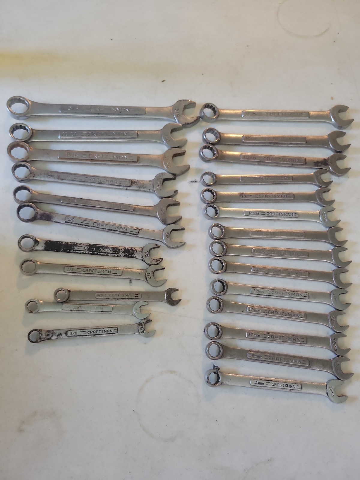 Vintage Craftsman Wrench Lot Of 25 12pt Mixed Metric & Standard Many Duplicates