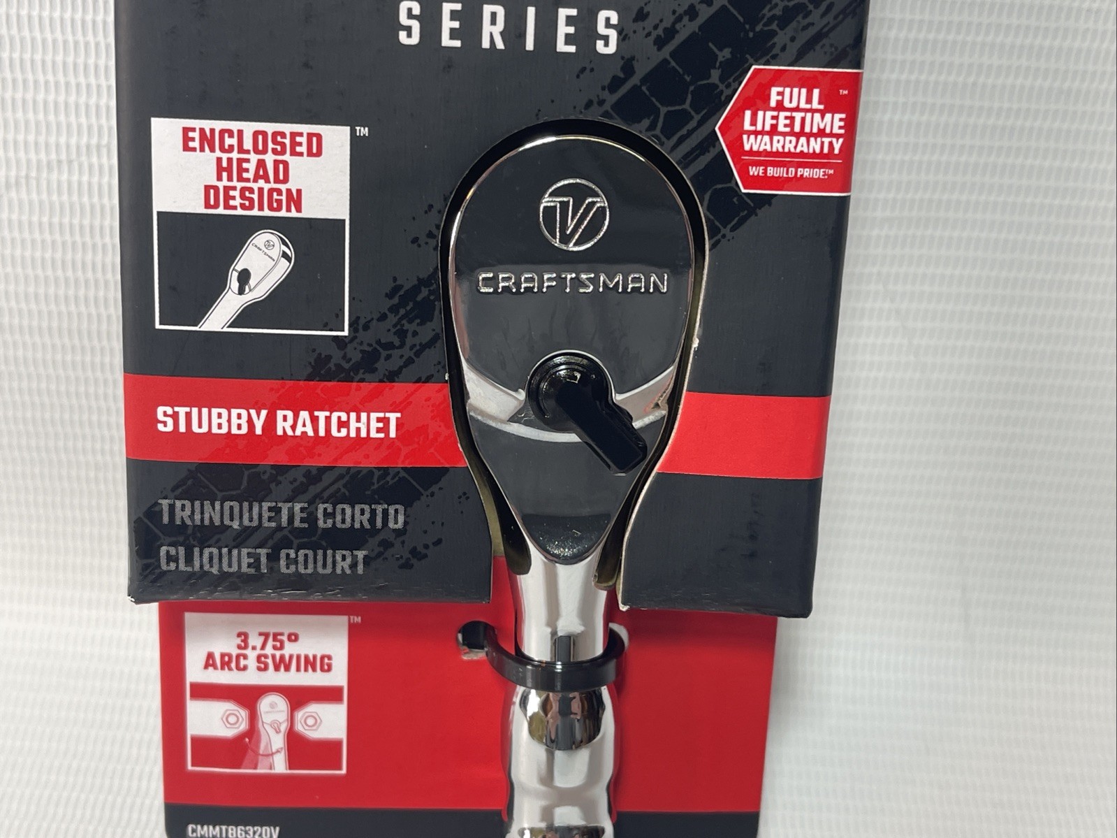 CRAFTSMAN V-SERIES Ratchet, 3/8 Inch Drive, 96-Tooth, Stubby (CMMT86320V) New