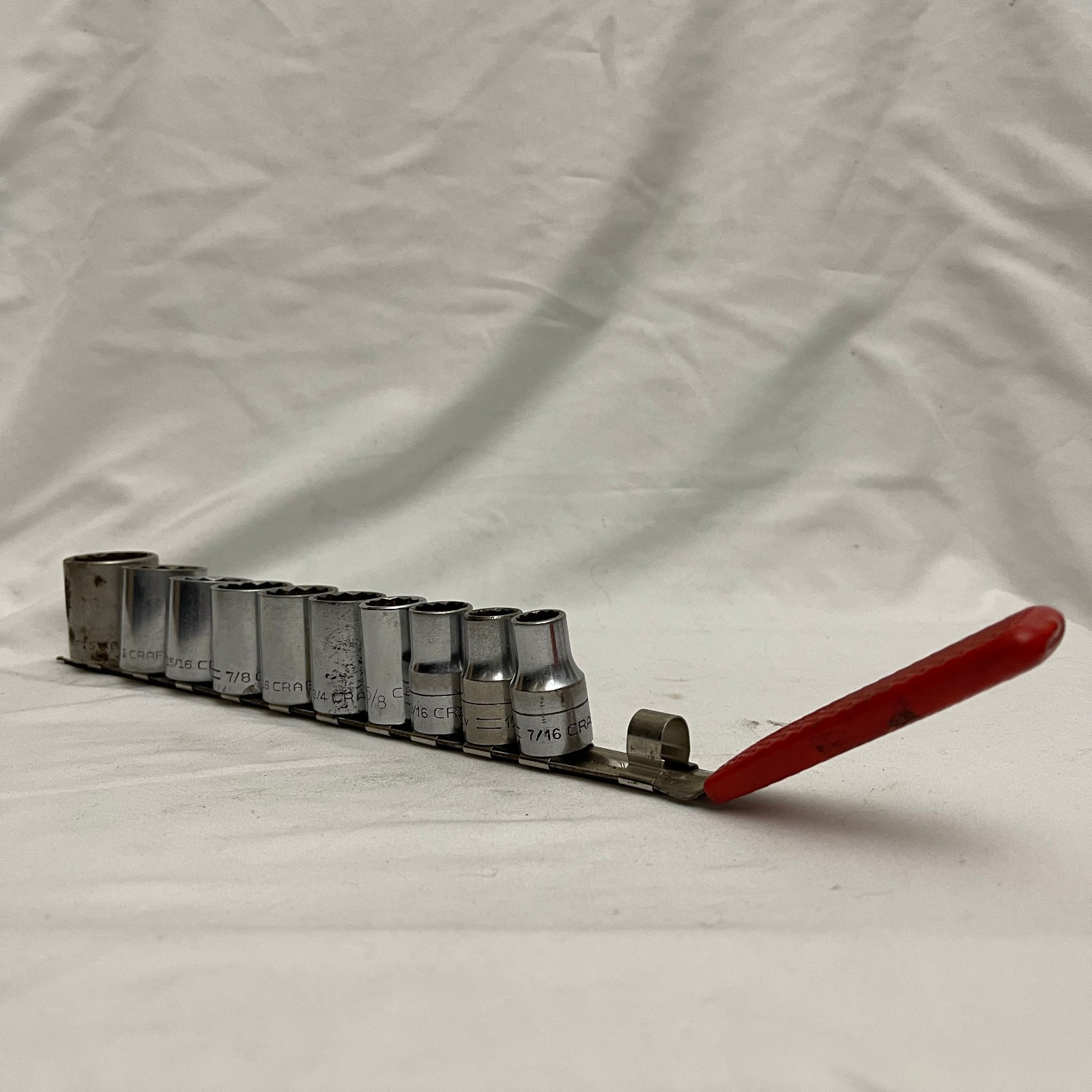 vtg 10 pc Craftsman :V: Series 1/2 Drive 12 Point Socket Set 1-1/8 to 7/16 USA