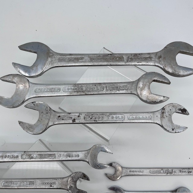 8 Vintage Gordon Tools Open End Spanners – 15/16″ to 3/8″ – Sheffield England