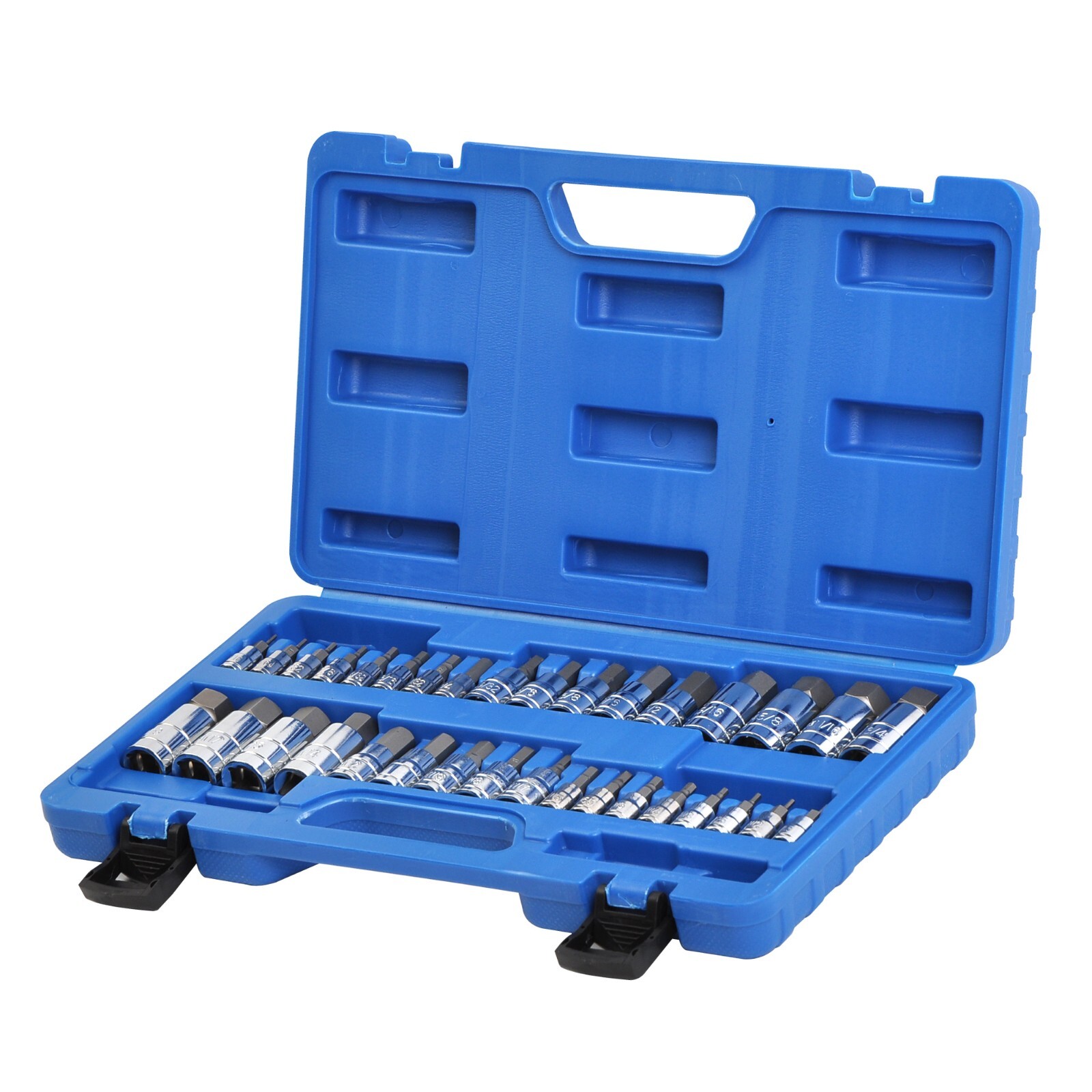 34 Pc SAE and Metric 1/4″ 3/8″ 1/2″ Socket Set Standard| Master Hex Bit Set