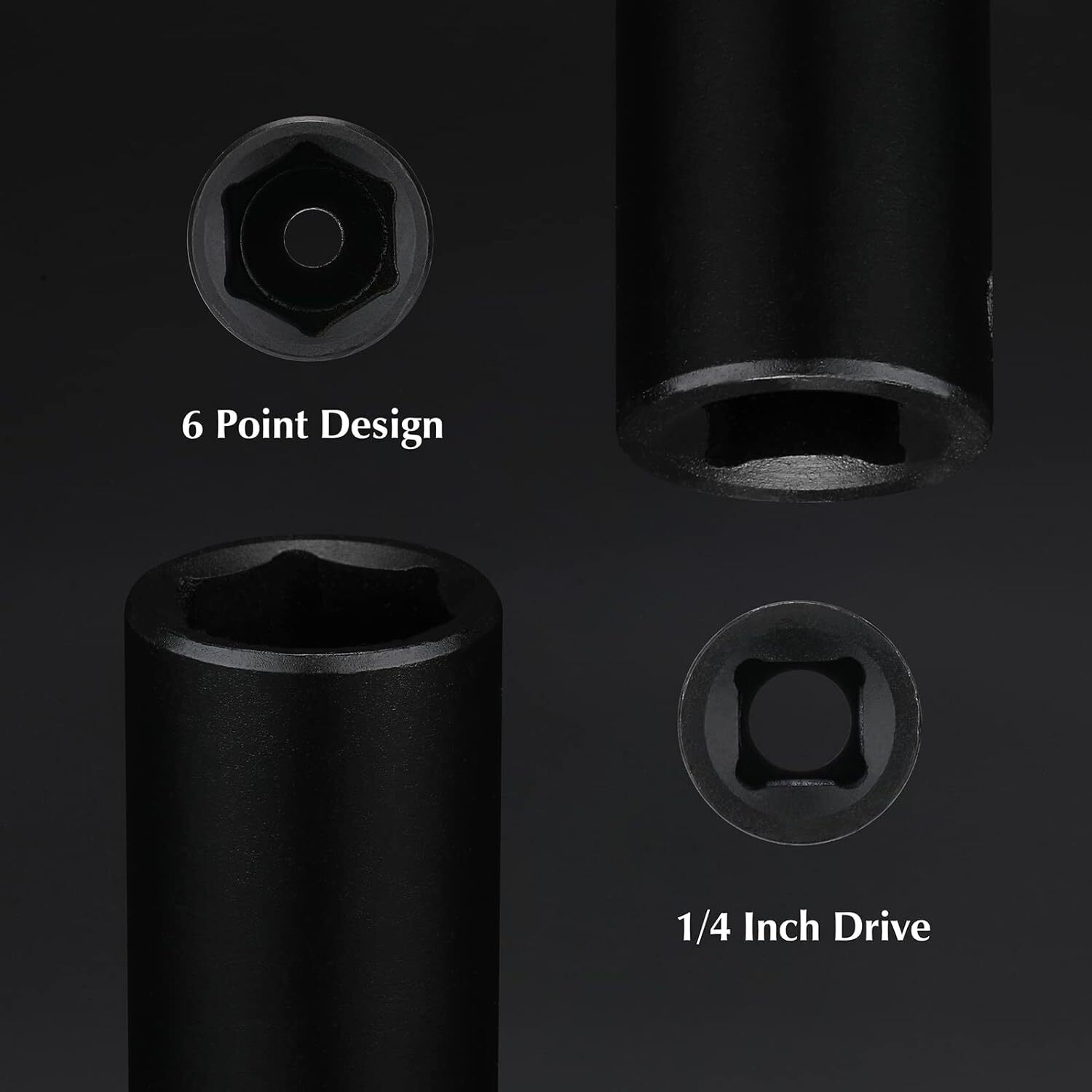 50PCS 1/4″ Drive Master Impact Socket Set,Deep & Shallow,Metric/SAE,6 Point,CR-V
