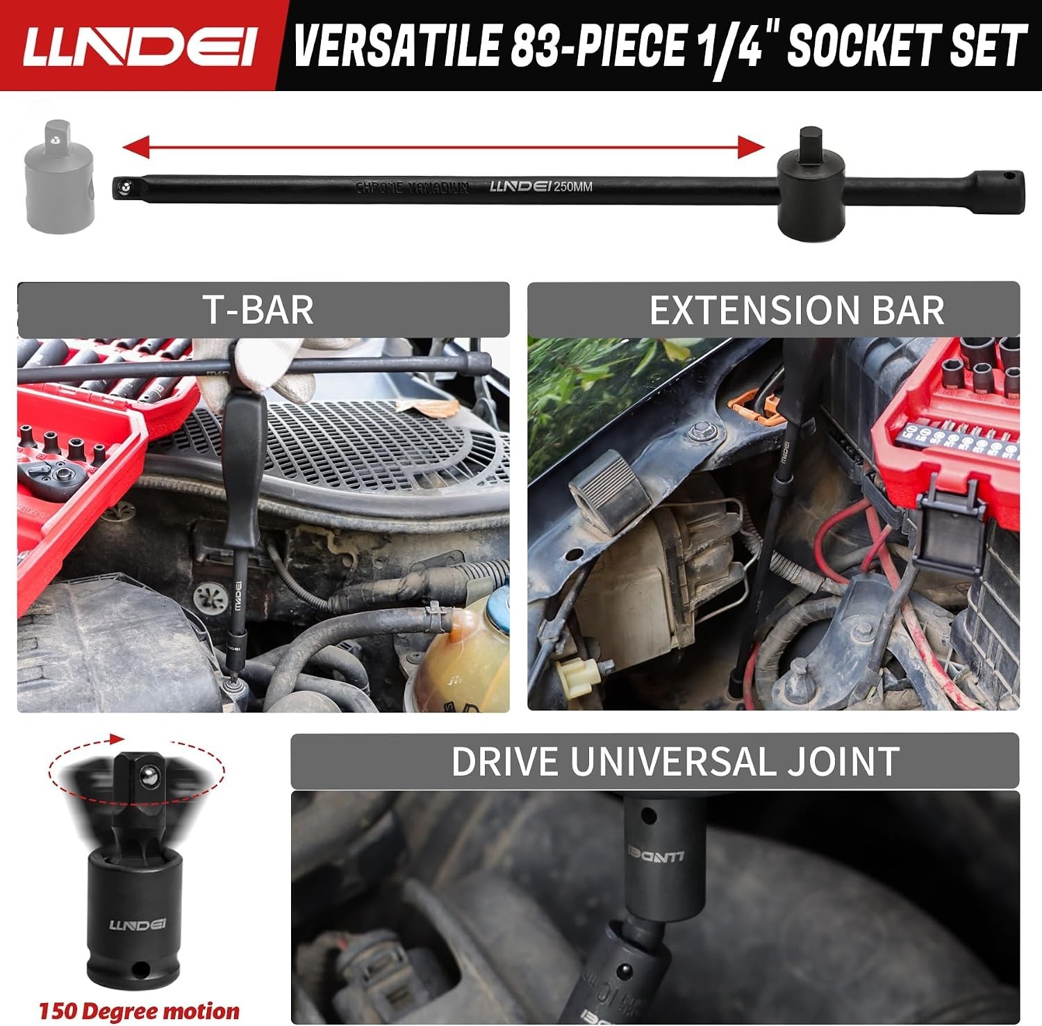 Automotive Repair Tool Set, 1/4 Inch Drive Impact Socket Set