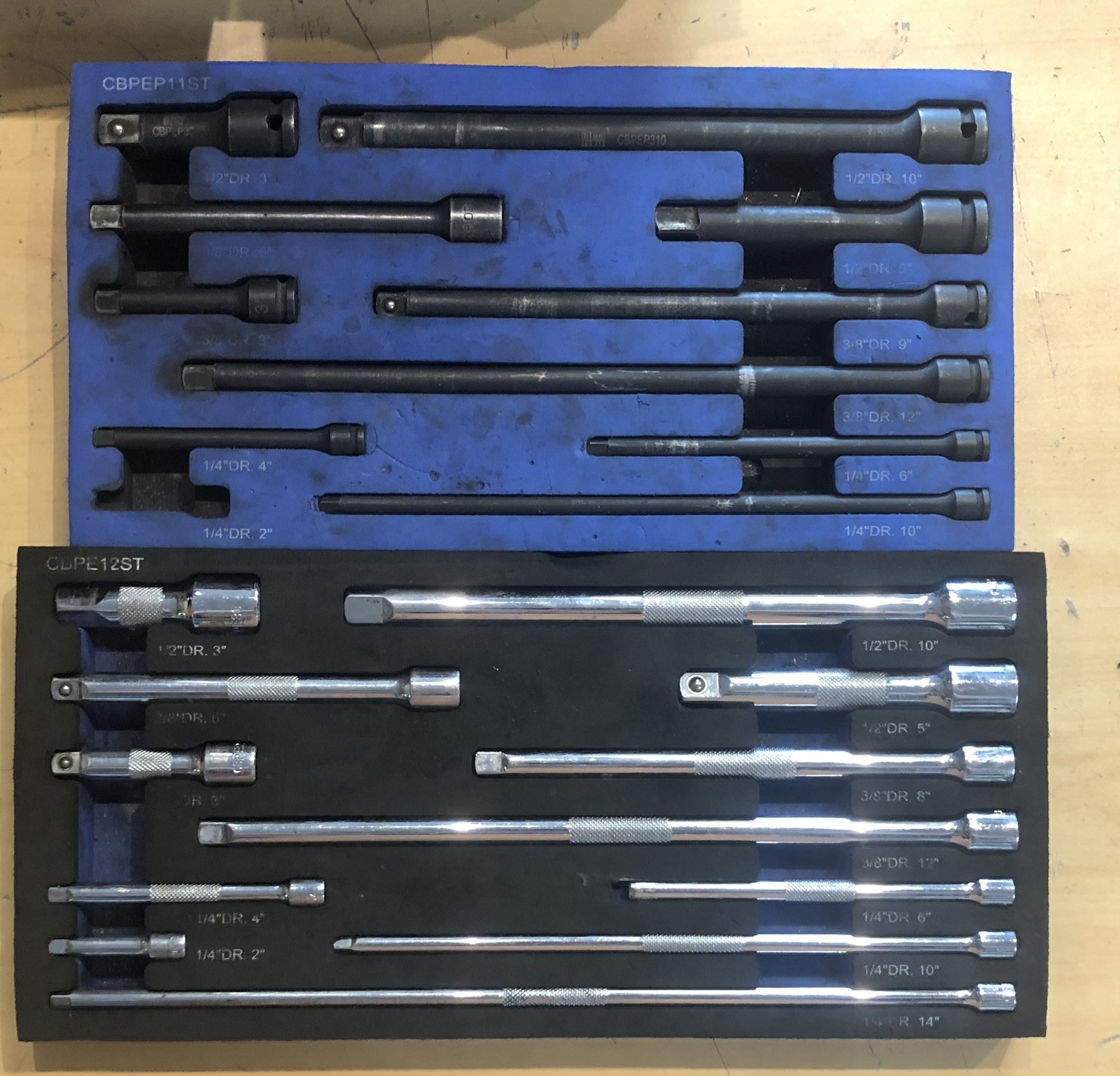 Blue Power Socket Extensions CBPEP11ST (missing One& Mismatch)+ CBPE12ST (full)
