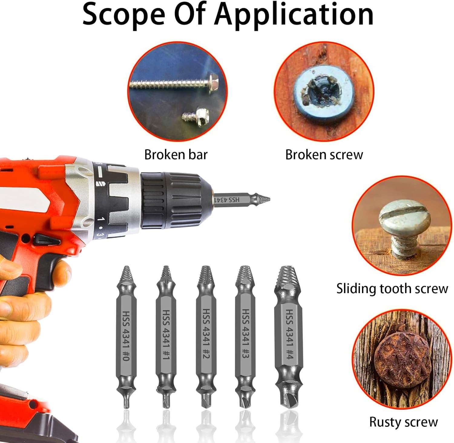 Industrial Grey Finish Screw Extractor Set