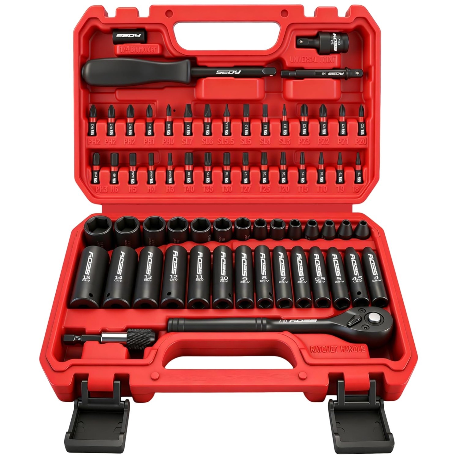 Impact Socket Wrench Driver-Bits Set, Laser-Engraved Sockets
