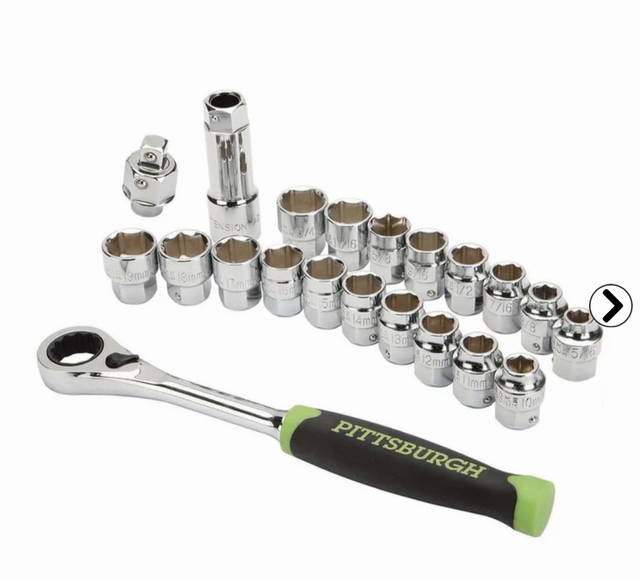 PITTSBURGH SAE and Metric Pass-Thru Socket Set, 21-Piece 62305, LIFETIME WARRANT