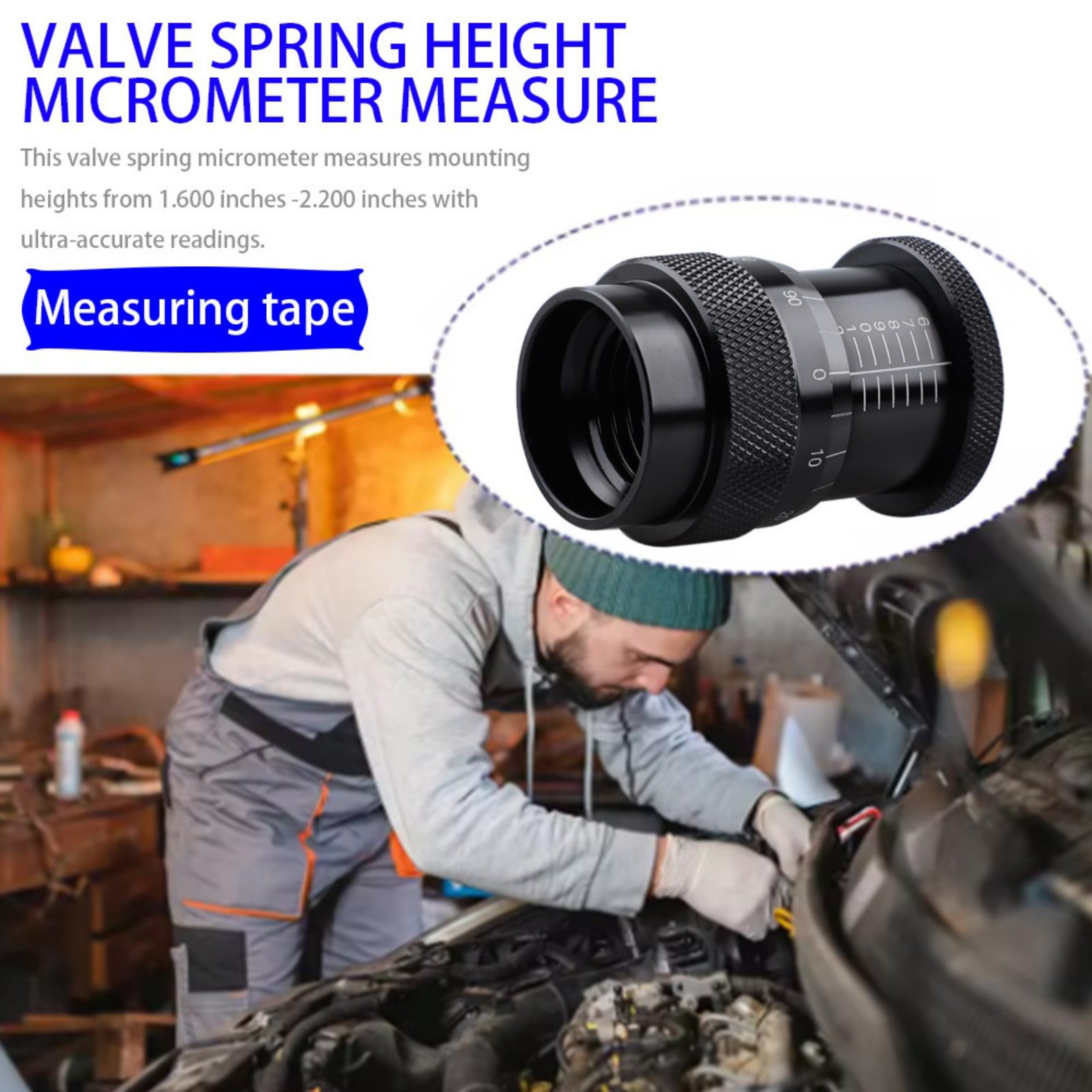 Valve Spring Height Measuring Instrument 1.600″-2.200″ Micrometer Tool for V8