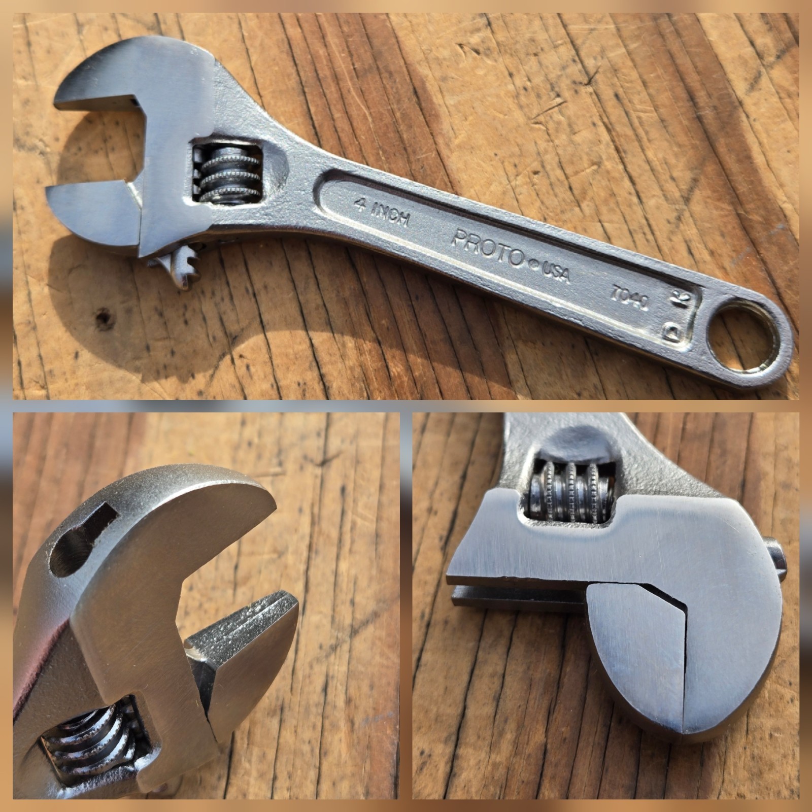NOS PROTO STANLEY Professional USA 4” Compact Mini Adjustable Wrench 7040 J7040