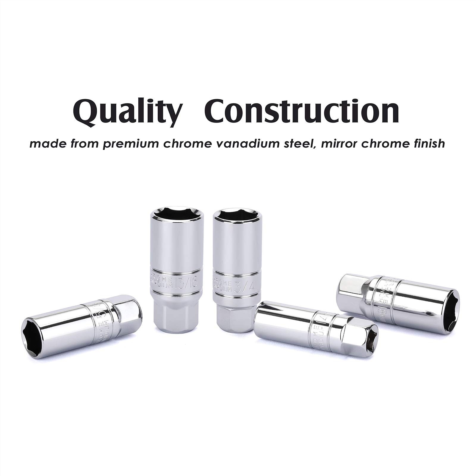 MIXPOWER 3/8-Inch Drive Spark Plug Socket Set, SAE & Metric, Non magnetic