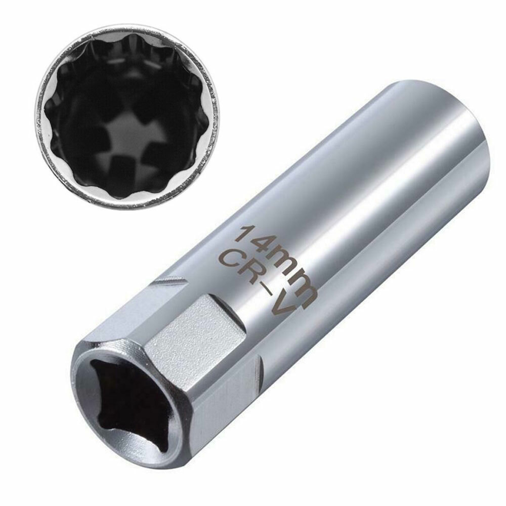 14mm Car Spark Plug Socket Wrench 12 Point Thin Wall 3/8″ Drive Sleeve Magnetic~