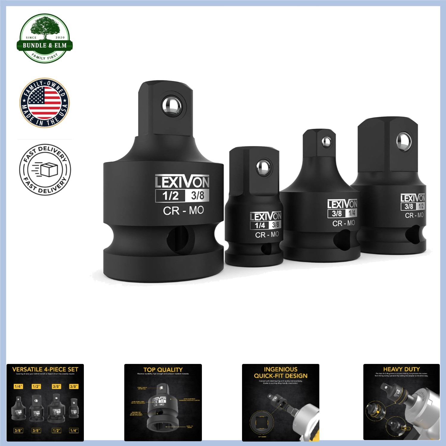 Socket Adapter and Reducer Kit with Manganese Phosphate Coating for Longevity