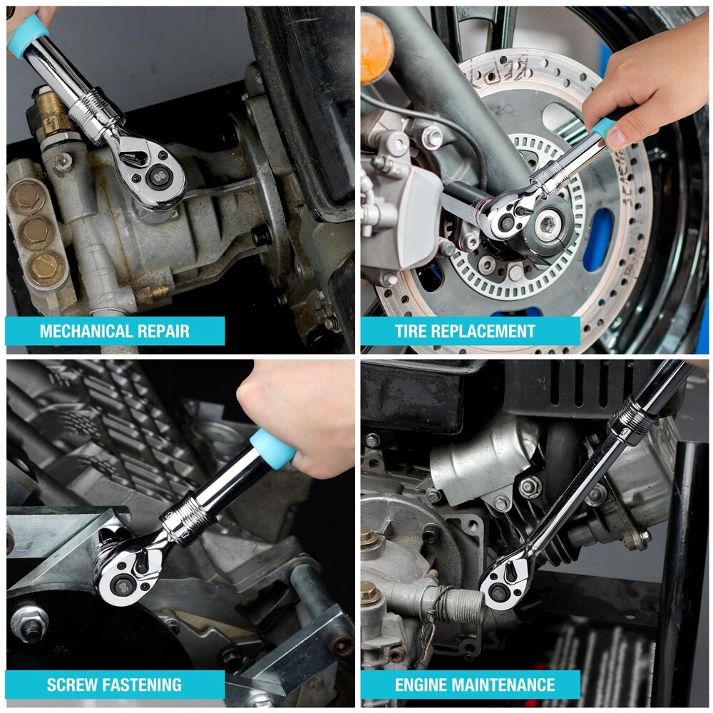 DURATECH 3/8″ Drive Ratchet 90-Tooth Quick-release Extendable Ratchet 4 Sections