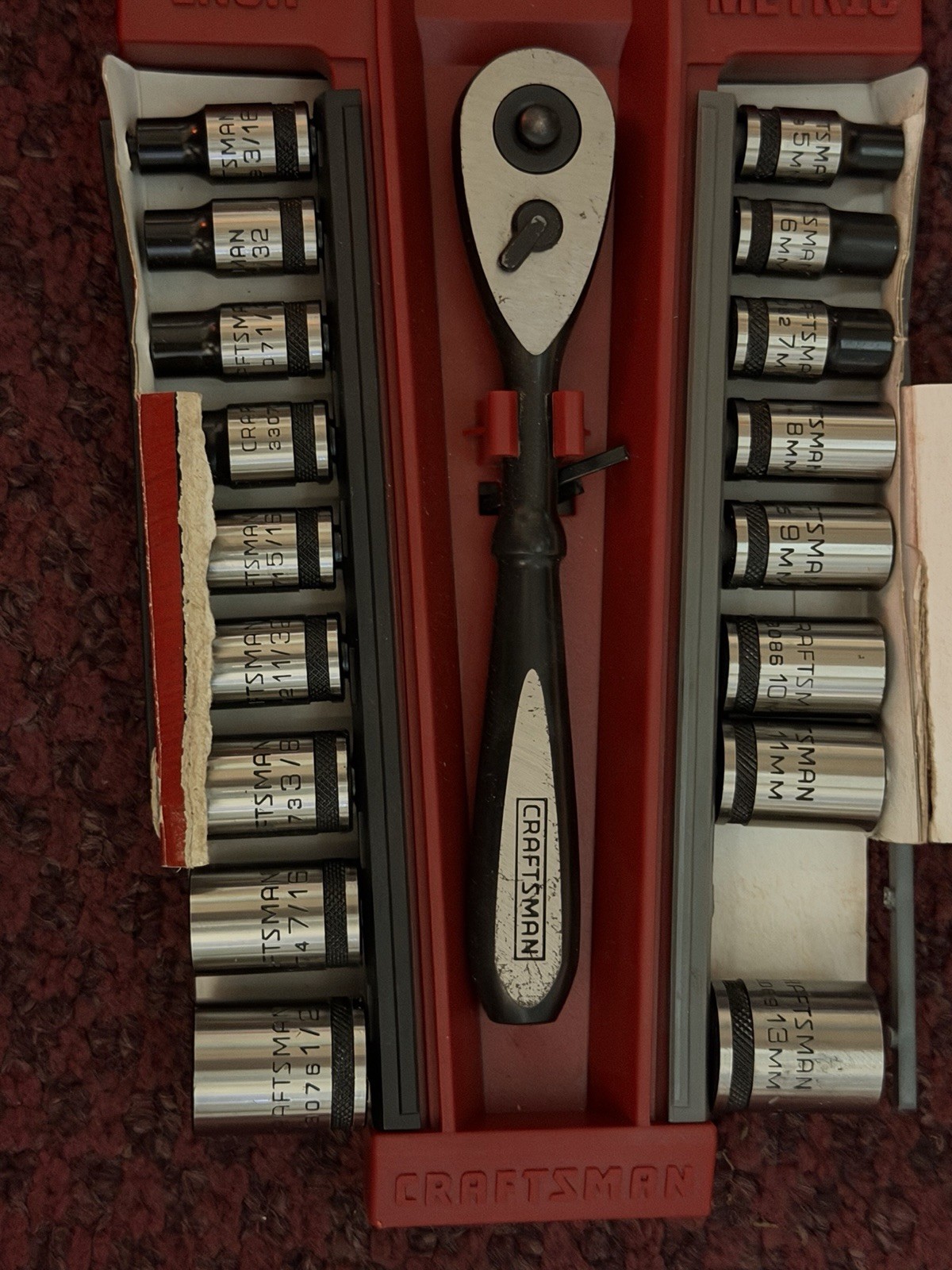 Craftsman 18 Pc SAE Metric 1/4” Drive Socket Set 32825 MISSING ONE SOCKET -12MM